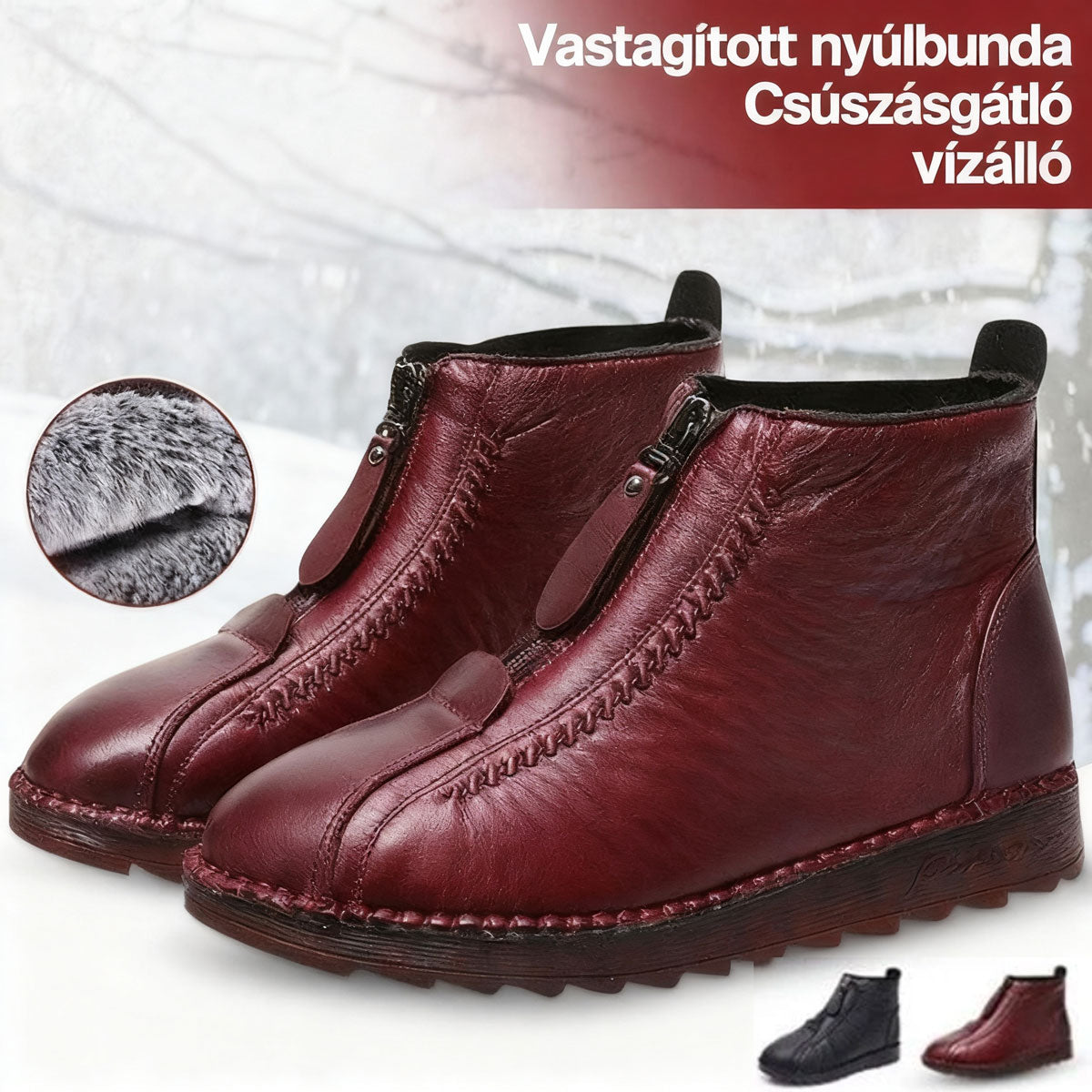 🔥 💖【35-41】Kézzel készített női csúszásmentes valódi bőr bokacsizma