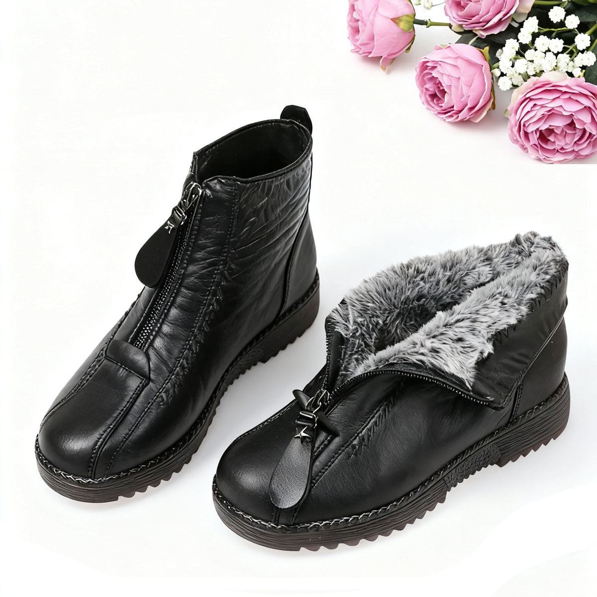 🔥 💖【35-41】Kézzel készített női csúszásmentes valódi bőr bokacsizma